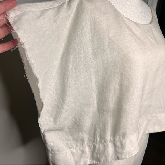 Women’s Small 100% Linen Layered Dress Architectural Minimalist Monochrome USA - Picture 8 of 14